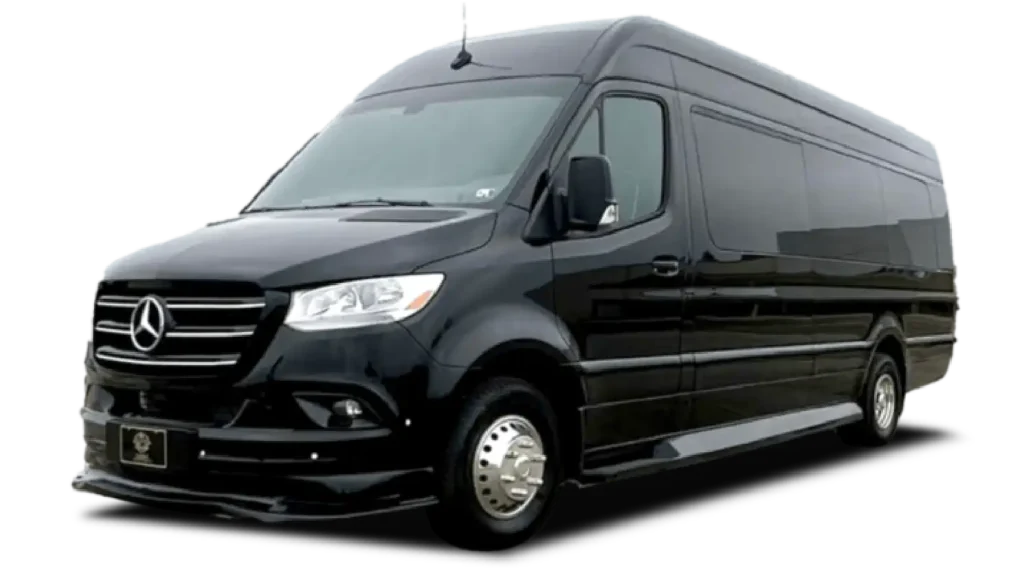 Lana’s Limo Mercedes Sprinter 14 passenger luxury van for group airport and event transportation